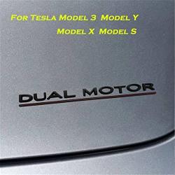 YHCDSEA Model 3 Y Dual Motor Badge Emblem Sticker Plaid Decor Compatible for Tesla Model 3 Y X S Accessories (Dual Motor-Matt Black)