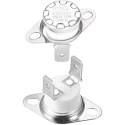 uxcell KSD301 Thermostat 195°C/383°F 10A Normally Closed N.C Adjust Snap Disc Temperature Switch 2pcs
