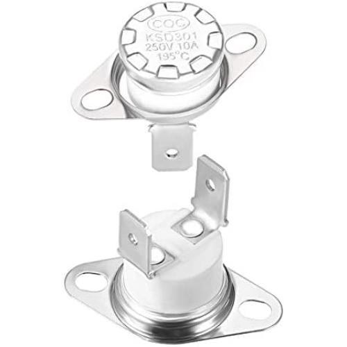 uxcell KSD301 Thermostat 195°C/383°F 10A Normally Closed N.C Adjust Snap Disc Temperature Switch 2pcs