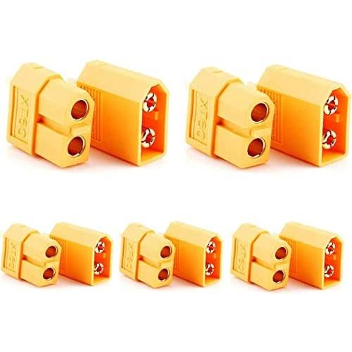 MEIRIYFA XT60 Connectors,XT-60 Male Female Bullet Connectors for Remote Control Lithium Polymer Battery Power Plug Motor(5pcs Male+5pcs Female)
