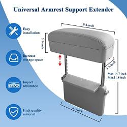 R RUIYA Armrest Box Protector for Universal Auto Car Center Console Armrest Extender General motocars Elbow & Forearm Wrist Rest Support Adjustable Height Comfort Pads (Grey)