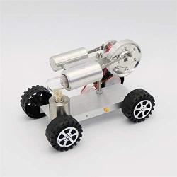 QERNTPEY Stirling Engine Mini Hot Creative Air Stirling Engine Motor Model Educational Toy Car Kits Increase Childrens Knowledge (Color : Silver, Size : One Size)