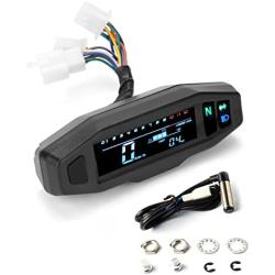Shkalacar Motorcycle Speedometer Gauge, Mini Universal LCD Motorcycle Meter Speedometer, Digital Odo-Meter Electric Motor Bike Tachometer