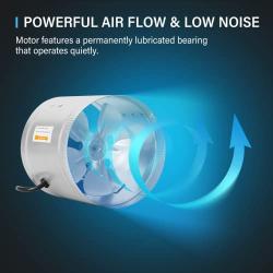 iPower GLFANXBOOSTER8CTRL 8 Inch 420 CFM Booster Fan Inline Duct Vent Blower with Variable Speed Controller Adjuster, Silver