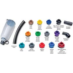 Powerbuilt 17 Piece Oil Funnel Set with Color Coded Vehicles Adapters for Cars, No Spill - 240151