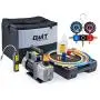 Orion Motor Tech R1234yf AC Gauges and Vacuum Pump, with Leak Detector 5FT Hoses R1234yf can tap R1234yf Quick Couplers, 4 cfm Vacuum Pump and Manifold Gauge Set, 1/3 HP Vacuum Pump R1234yf Gauge Set
