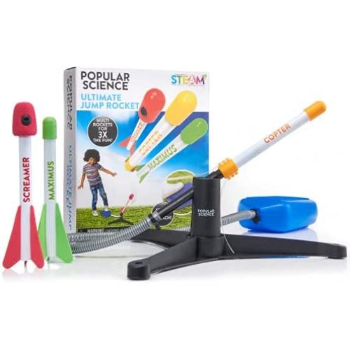 POPULAR SCIENCE Ultimate Jump Rocket |Massive Flight up to 300ft | Stomp Rocket Toys Launcher | Multi-Rocket Outdoor Toy for Garden or Back Yard | STEAM Toys and Gifts | for Kids and Families,