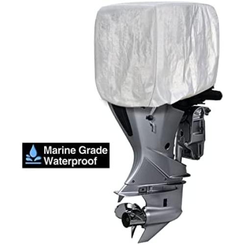kayme Outboard Motor Cover Waterproof Sunproof, 4Layers Heavy Duty Motor Hood Cover