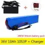 Wnicek 36V 10Ah Lithium Battery Pack 10S3P 10000mAh E-Bike Rechargeable Battery for 750W 500W 350W 250W Motor for Electric Tools Electric Tricycles Electric Scooters with BMS+ Charger