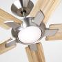 Dorian Eco 60 Inch Ceiling Fan with Light | Dimmable LED Fixture with Premium DC Motor | 6-Speed Wall Control with Natural Solid Wood Blades with and Downrod Mount, Brushed Steel