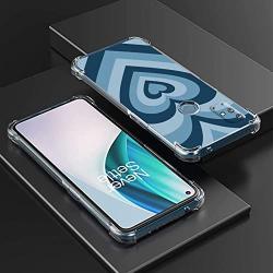 Compatible with One Plus Nord N10 5G Blue Heart Case,Blue Love Heart Painting Art Coffee Latte Swirls Valentines Phone Case for Men Women Girl,Soft TPU Cool Trendy Case for One Plus