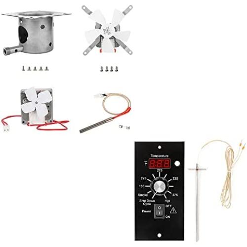 GRISUN Fire Burn Pot, Hot Rod Ignitor, Auger Motor and Grill Induction Fan Kit Replacement, Digital Thermostat Kit Fits for Traeger Wood Pellet Grills