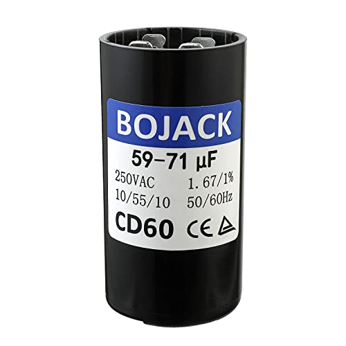 BOJACK 59-71 uf/MFD 250 VAC ±20% 50/60 Hz CD60 Round Motor Well Pump Start Capacitor