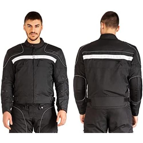 DOVER Mens Motorcycle Jacket from WICKED STOCK Waterproof Riding Jacket with Removable Thermal Liner CE Armor