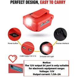 Alian for Dewalt 20V Battery USB Adapter,for Dewalt Phone Charger,for Dewalt Flashlight,Replacement for DCB090 for Dewalt DCB200 DCB206 Power Source with LED Work Light,DC Port
