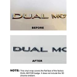 Custom Cut Graphics Dual Motor Badge Wrap for Tesla Model 3/S/X/Y, 2-pc Set (Matte Black)