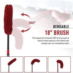 Orion Motor Tech 3pc Car Wheel Rim Cleaning Brush Set | Cleaning Kit for Bike Truck and Car Wheel Hubs and Tires | 3 Brush Wheel Cleaning Set for Car Detailing with 8