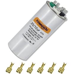 TOMORAL 35+10 MFD 35/10 uF ±5% 370VAC/440 Volt CBB65 Dual Run Round Capacitor for AC. for Condenser Straight Cool or AC Motor and Fan Starting or Heat Pump Air Conditioner (Universal Compatibility)