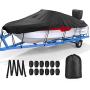 Mrrihand Trailerable Boat Cover Waterproof with Motor Cover, Heavy Duty UV Resistant Marine Grade Polyester, Fits V-Hull, TRI-Hull, Runabout Boat (Length: 17-19‘, Beam Width: up to 96