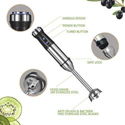 Immersion Hand Blender Multi-Purpose 220V 4 IN 1 Blender Heavy Duty Copper Motor Stainless Steel Finish Includes Whisk Attachment, Chopper and Smoothies Cup (UK Plug)