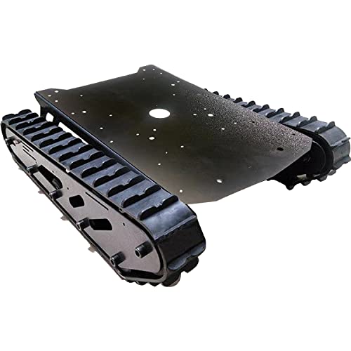 Smart Robot Metal Tank Chassis Kit with 2pcs Pure Rubber Tracks for Arduino, 10kg Large Load Remote Control Crawler Tank Chassis Platform T007 Off-road Vehicle and 12V A58SW-555 Motor for Adults Teens
