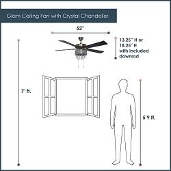 River of Goods LED Ceiling Fan with Crystal Chandelier - 52