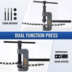 Orion Motor Tech Chain Breaker Tool Kit, 13pc Motorcycle Chain Breaking Riveting Hand Tool Set, C Frame 3 Anvils 6 Break Tips, Pro Bicycle and Motorcycle Repair Kit for Cam and 25 to 630 Chains, Gray