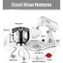 KUCCU Stand Mixer, 8.5 Qt 800W, 6-Speed All Metal Household Stand Mixer,Tilt-Head Food Dough Mixer,Dough Hook,Whisk, Beater, Egg white separator (White)