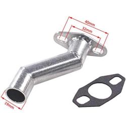JRL 32mm-40mm Silver Offset Intake Manifold and Gasket For 49cc 66cc 80cc Motorized Bike Motorised Bicycle (Silver)