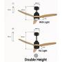 RUXUHSNDQ Iron Ceiling Fan, With Light, With Remote Control, 3 Color Temperature LED Lights, 6-Speed Scheduling, Timing, 3 Wooden Blades, Diameter 132 cm, 40 W DC Silent Motor (Nickel+Wood