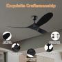 Black Ceiling Fan, Outdoor Ceiling Fan with Remote Control, 3 Blade Ceiling Fan No Light, 6 Speed Reversible DC Motor, For Patios Living Room Bedroom Farmhouse (60 inch ceiling fan black)