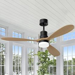 BECLOG Wood Ceiling Fans,52 Outdoor Ceiling Fan with Lights Remote Control 3 Wood Fan Blades Reversible DC Motor