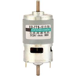 775 DC 12V/24V 50W High Torque Electric Motor, 4500/9000RPM Dual Output Shaft Ball Bearing Electric DC Motor Driver for DIY Parts by Walfron (24V9000RPM)