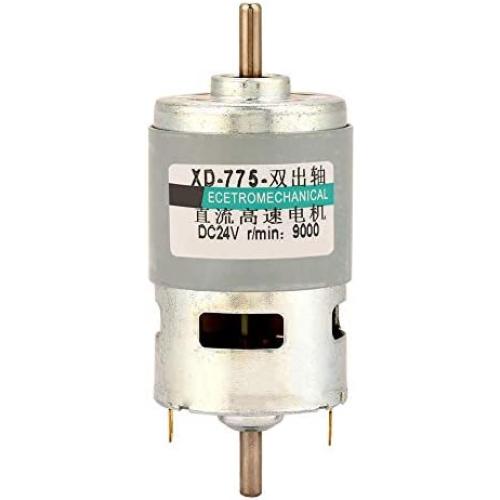 775 DC 12V/24V 50W High Torque Electric Motor, 4500/9000RPM Dual Output Shaft Ball Bearing Electric DC Motor Driver for DIY Parts by Walfron (24V9000RPM)