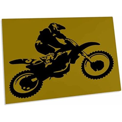 3dRose Motor X Dirt Bike Monotone Vector Art Black Design - Desk Pad Place Mats (dpd-356218-1)
