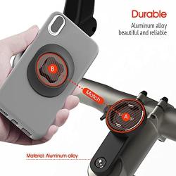 Bike Phone Mount for Mountain Bicycle, Universal Aluminum Road Bike Stem Cap Cell Phone Holder, Connect Quickly Riding Clip Stand, MTB Handlebar Clamp Quick Release for iPhone Samsung Google-Black