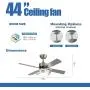 warmiplanet Ceiling Fan with Lights Remote Control, 44 Inch, Brushed Nickel Motor (4-Blades)…