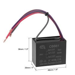 uxcell Ceiling Fan Capacitor CBB61 4/5/6uF 250V AC 4 Wires Metallized Polypropylene Film Capacitor 48x38x26mm for Electric Fan Pump Motor Generator 2Pcs