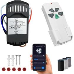 Smart WiFi Ceiling Fan Remote Control Kit with Light Dimming, Universal Fan Speed Light Dimmer Switch Wifi Controller Works with Alexa Google Phone APP Control, 53T Remote 28R Receiver Kit Replacement