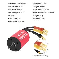 Hobby Fans 2838 4500KV 4P Sensorless Brushless Motor & 35A Brushless ESC for 1/12 1/14 1/16 RC Car
