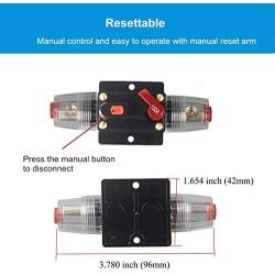 WOHHOM 100A/150A Audio Circuit Breaker Auto Car Stereo Inline Fuse Holders Inverter, Manual Reset 12V-24V DC for Automotive Marine Boat Audio System Protection (150A)