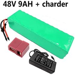 Jieoto Ebike Battery 48V 9AH Lithium Ion Electric Bike Battery E-Bike Battery Lithium Pack with Charger, for 250W 350W 500W 800W Electric Bicycle Scooter Motor