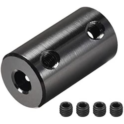 uxcell 5mm to 5mm Bore Rigid Coupling Set Screw L25XD14 Aluminum Alloy,Shaft Coupler Connector,Motor Accessories,Black,2pcs