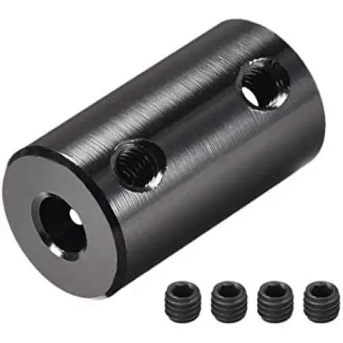 uxcell 5mm to 5mm Bore Rigid Coupling Set Screw L25XD14 Aluminum Alloy,Shaft Coupler Connector,Motor Accessories,Black,2pcs