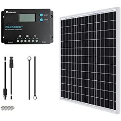 Renogy 50 Watt 12V Solar Panel 10A 12/24V PWM LCD Charge Controller, Adaptor kit, Tray Cables, 50W, 5V USB Ports, for RVs,Boats,Trailers,Sheds,Cabins and Any Off Grid System