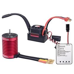 Surpass Hobby KK Series F540 4370KV Waterproof Brushless Motor Shaft 3.175mm with 45A Brushless ESC and Program Card Combo for 1/10 RC Car