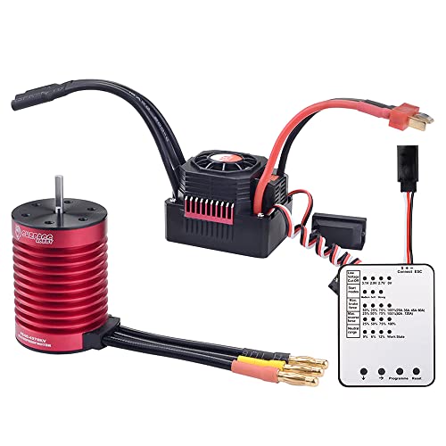 Surpass Hobby KK Series F540 4370KV Waterproof Brushless Motor Shaft 3.175mm with 45A Brushless ESC and Program Card Combo for 1/10 RC Car