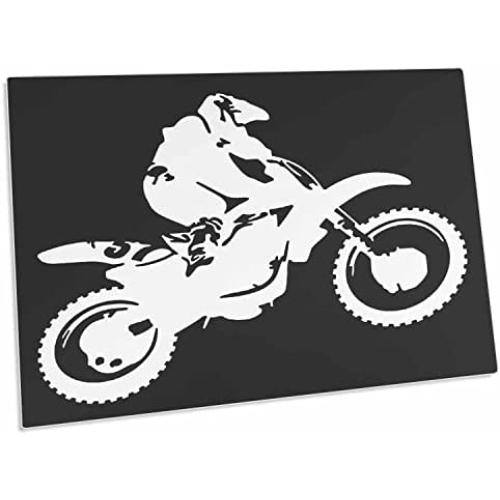 3dRose Motor X Dirt Bike Monotone Vector Art White Design - Desk Pad Place Mats (dpd-356219-1)