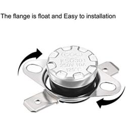 uxcell KSD301 Thermostat 125°C/257°F 10A Normally Closed N.C Adjust Snap Disc Temperature Switch for Microwave,Oven,Coffee Maker 5pcs