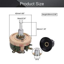 Fielect 25W 150R Ohm Ceramic Wire Wound Potentiometer Linear Rotary Resistor Rheostat with Knob for Industiral Machinery RPM Adjustment